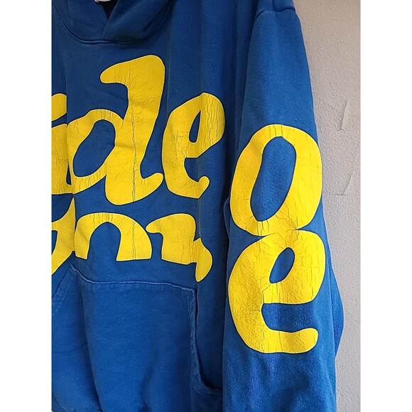 Men's large Brockhampton Video Store blue & yellow mega puff hoodie sweatshirt - Picture 3 of 8